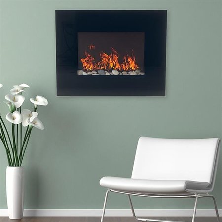 Northwest Northwest M029010 Black Glass Panel Electric Fireplace Wall Mount & Remote M029010